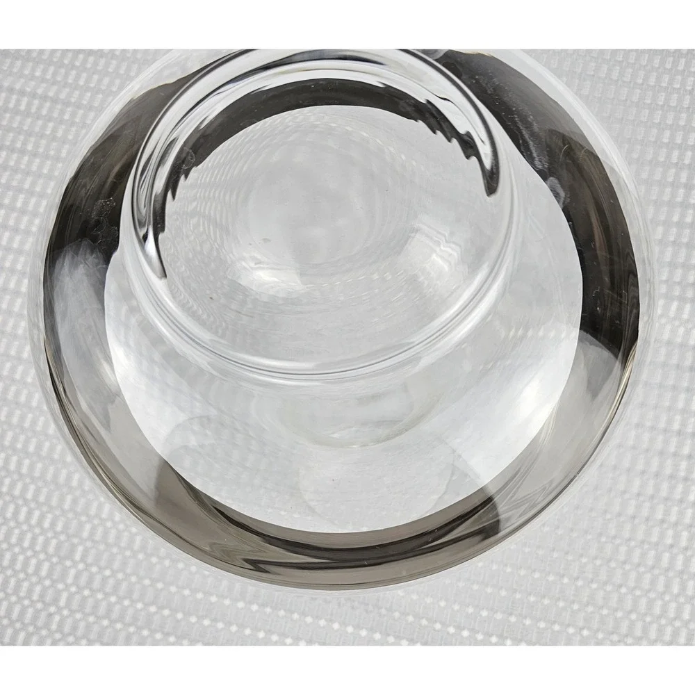 Modern Glass Wine Decanter with Silver‎ Band Accent Clear Flared Carafe 8.5in